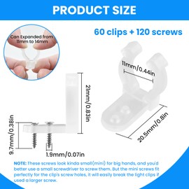 SDTC Tech 60 Piecs LED Rope Light Clips Holder 1/2 Inch PVC Cable Clips with 120 Piecs Screws for Hanging Christmas Neon Light, Outdoor Wedding Light, Patio LED Light Wall Mount and Bar Mount