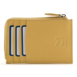 Mala Leather Callum Highland Cow & Robin RFID Leather Coin and Card Wallet, yellow, S, Contemporary