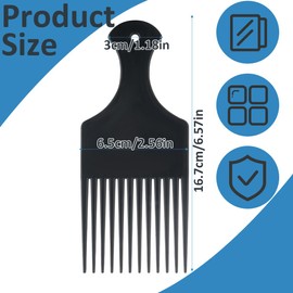 WeddHuis Pack of 2 Afro Hair Comb Hairdressing Styling Tool for Men and Women (Large with Handle)