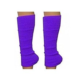 Luxurious Ladies 80's Dance Plain Ribbed Leg Warmers, Neon Leg warmers 15 Colours (Purple)