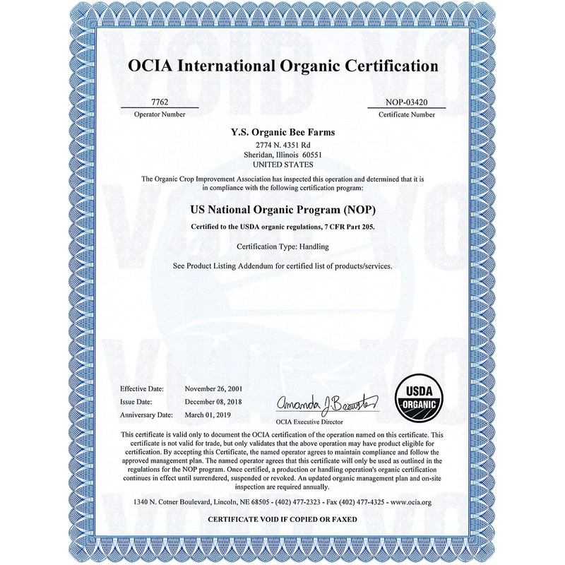 Ys Eco Bee Organic Honey 1 Pound Jar