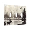 Misty Forest Deer Mountain Tree Black Woodland Lake Nature 3