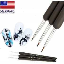 TIKA 3-Piece Nail Art Liner Brushes Set - Gel Polish Painting Design Brush Pen Kit
