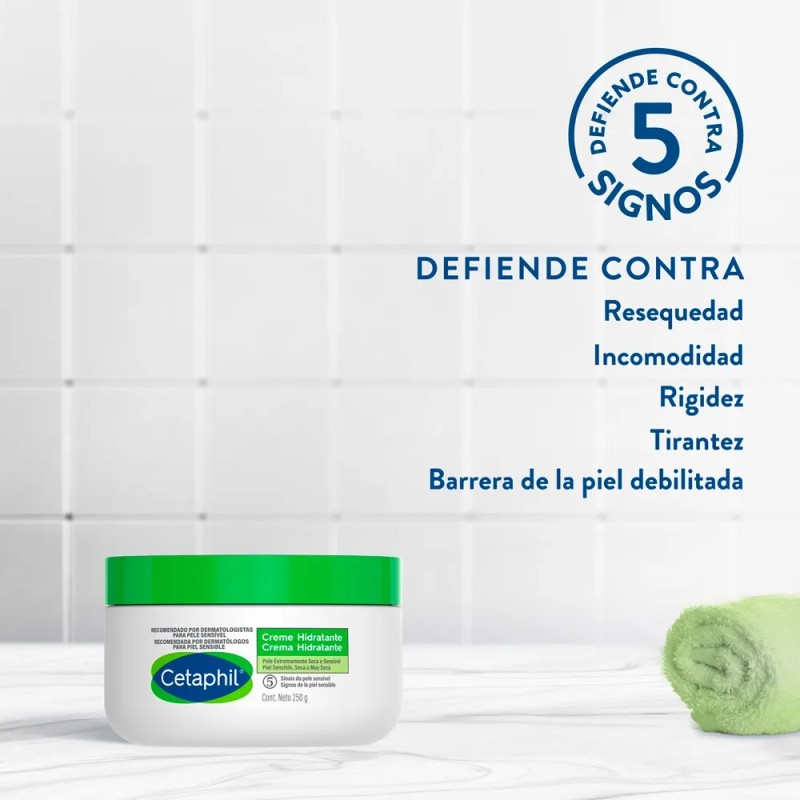 CETAPHIL Crema Hidratante 250g hidratación intensa y duradera hasta por