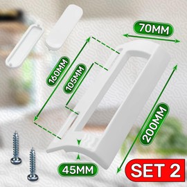 Pack of 2 Universal Fridge Door Handles and Freezer Has Holes for Mounting from 105 mm to 160 mm - Set Includes 2 Caps and 2 Screws - Warranty 5 Years - ONIX TECH