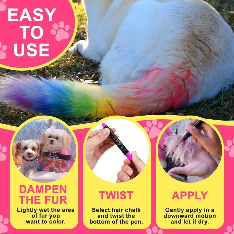 Jim&Gloria Best Washable Dog Hair Dye Markers Pet Safe Grooming