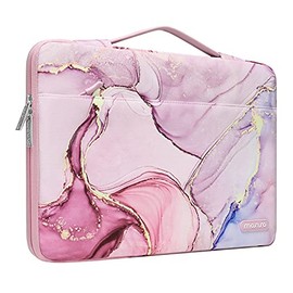MOSISO 360 Protective Laptop Sleeve Bag Compatible with MacBook Air/Pro Retina, 13-13.3 inch Notebook, Compatible with MacBook Pro 14 inch 2021 2022 M1 Pro/Max A2442 with Trolley Belt Marble MO-MBH216