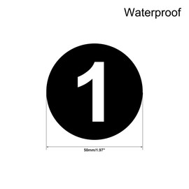 uxcell Round Number Stickers, 50mm Dia Number 1-20 Self Adhesive PVC Label Waterproof White Word(Black Background)