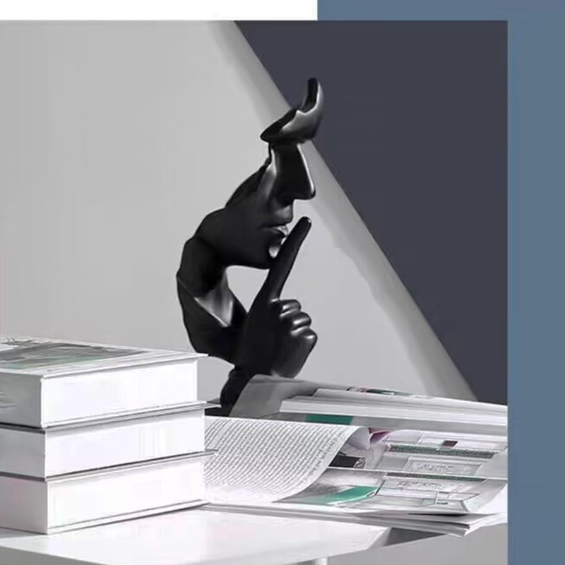 Tibeoyad Decorative Statue, Silence is Gold Statue Office Shelf Table