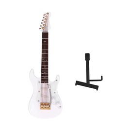 Minature Electric Guitar Wooden Mini Instrument Model Suitable for Gifts Ornaments White