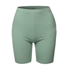 Bermudas básicas de algodón de alta calidad para mujer de talle alto, Verde claro, longitud más corta, S