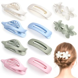 10 Pcs Flat Hair Claw Clips for Women, 3 Styles Non-Slip French Matte Claw Clips for Long Thin Thick Curly Hair, Large Strong Hold Claw Clips for Thick Hair