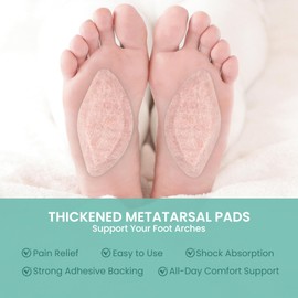 Felt Arch Support Pads for Women Men - Welnove 4 Pairs Foot Pads Self Adhesive Foot Cushions Inserts for Feet Pain, Flat Feet, High Arches, Plantar Fasciitis, Metatarsalgia, Mortons Neuroma