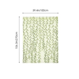 Veemoon Willow Leaf Voile Curtains Boho Tulle Curtains Green Sheer Vine Country Curtains Screen Light Filter Curtain Rustic Rod Pocket Voile Curtains for Living Room, Bedroom, Balcony (100*270CM)