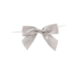 Reliant Ribbon 5170-07005-3X2 Satin Twist Tie Bows - Large Bows, 7/8 Inch X 100 Pieces, Silver