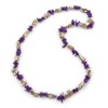 Avalaya Violet, Antique White Shell Nugget Bead Necklace - 70cm