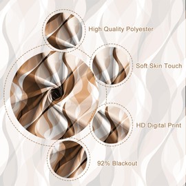 Yanutan Brown Modern Blackout Curtains for Bedroom Living Room,2 Panels Sets Window Curtain,Striped Brown Stylish Simplicity Abstract Thermal Insulated Printed Curtains with Grommet,53" Wx84 L