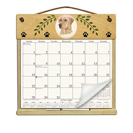 Wooden Refillable Yellow Lab Calendar Holder Filled with a 2026 Calendar and Includes an Order Form Page for 2027-YELLOW LAB
