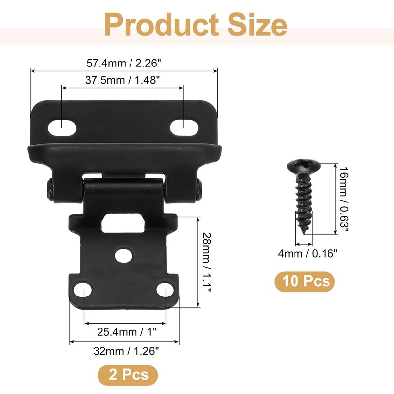 sourcing map 2 Pack Self Closing Cabinet Hinges, 1/2" Overlay