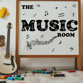 SUPERDANT The Music Room Wall Stickers Music Notes Wall Decal Vinyl Wall Art Stickers Decor Peel and Stick DIY Black Art Wall Decors for Classroom Music Room Bedroom Living Room