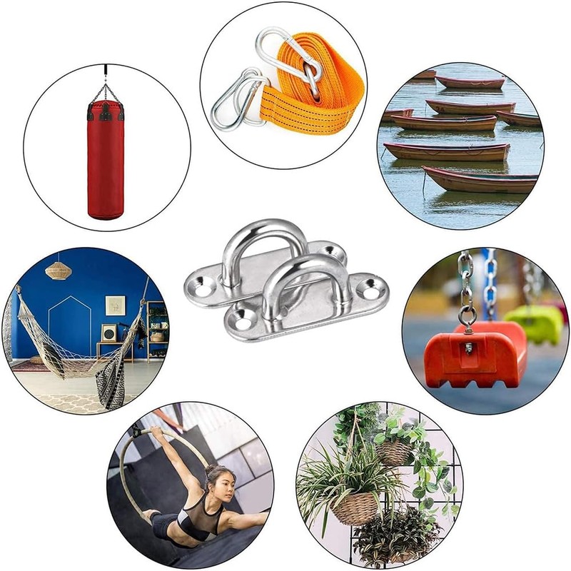 4 Pcs Pad Eye Plate Rectangular Pad Eye Carabiner U