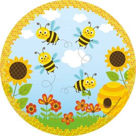 spielum 44-Piece Party Set Cheeky Bees - Plates Cups Napkins Straws for 8 Children