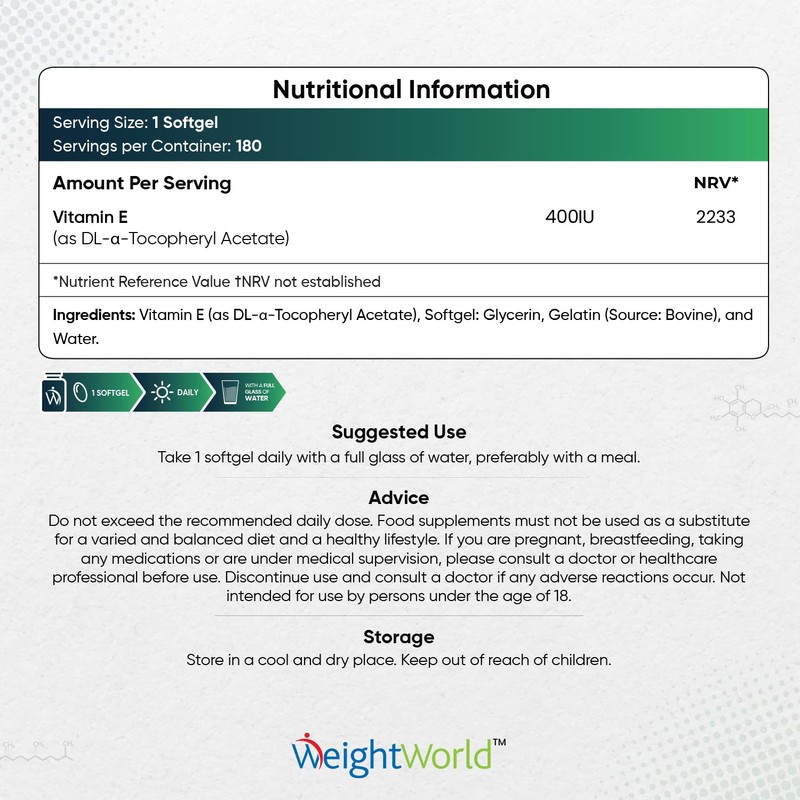 Vitamin E Capsules Softgels 400IU (Advised Intake) - 6 Month