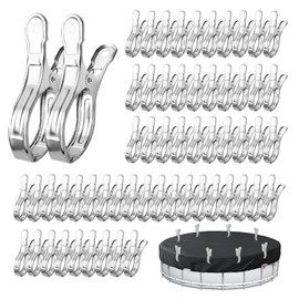60 Pcs Pool Cover Clips Stainless Steel Wind Guard Clamps 5.1 Inch Large Pool Windproof Clips Heavy Duty Swimming Pool Cover Clamps for Above Ground Pool Cover Lounge Chair