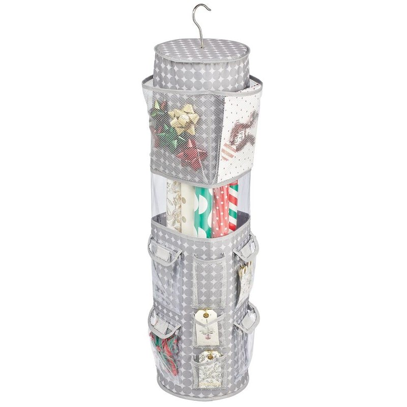 mDesign Hanging Storage for Gift Wrapping - Rotating Wrapping Paper
