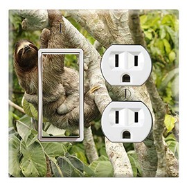Graphics Wallplates - Sloths Hanging Around - Rocker/GFCI Outlet Combo Wall Plate Cover