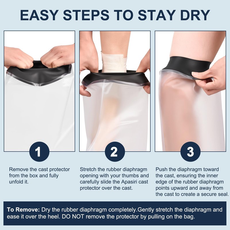 Clheatky Adult Waterproof Foot Cast Cover, Reusable Watertight Ankle Cast