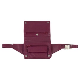LEAS Travel-Line Belt Bag with Full Leather Trim Genuine Leather Cherry, cherry, Belt bag