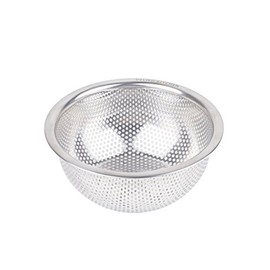DELISH KITCHEN HB-4231 Pearl Metal Colander, Silver, 5.9 inches (15 cm), Stainless Steel Punch Ball with Feet