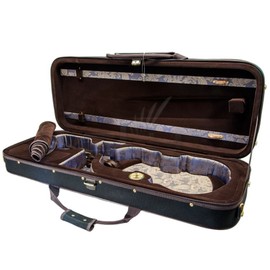 Paititi 15.5 inch Professional Oblong Shape Lighweight Viola Hard Case with Hygrometer Black/Brown