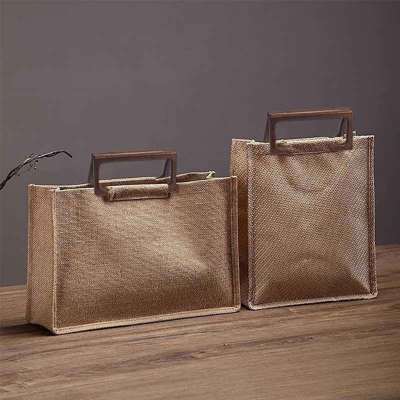 Ausi 2Pcs 20cm Rectangle Wooden Bags Handle DIY Sewing Brackets