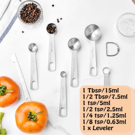 Stainless Steel Measuring Spoons Set, 7 Pieces Kitchen Measuring Sets Gadgets tool,For Cooking & Baking,Measure Dry & Wet Ingredients And Liquid (Spoons)