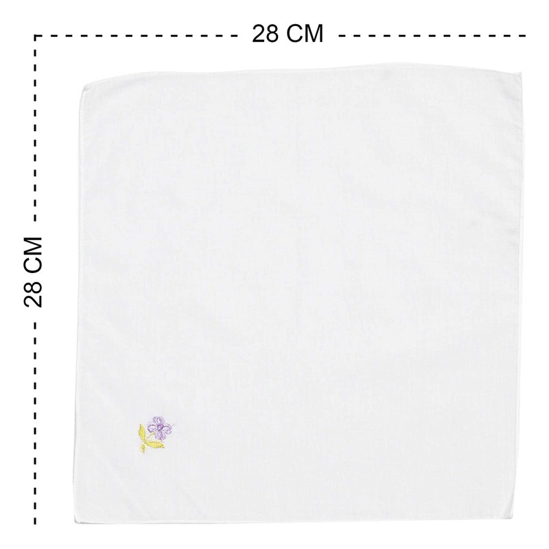 Caruso Italy Women's Embroidered 100% Pure Cotton Handkerchief Multicolor -