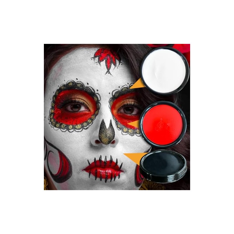 GRUPO CARNAVALLIA Kit 3 Bases de Maquillaje Facial Pintura Blanco