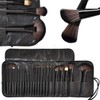 URBANMAC Fiber Bristle Makeup Brush Set with Black Leather Case-