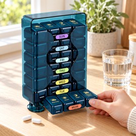 Weekly Pill Organizer 4 Times a Day – 28 Compartment Large Drawer-Style Pill Box for Home and Travel