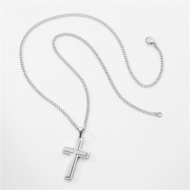 THINGS REMEMBERED Engraved Two Tone Brushed Stainless Cross Necklace (Free Customization)