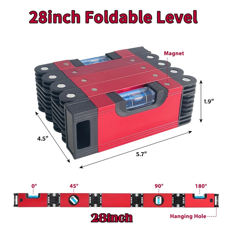 Sutekus Folding Level 5 Sections Foldable Aluminum Alloy Multi-Angle Measurement