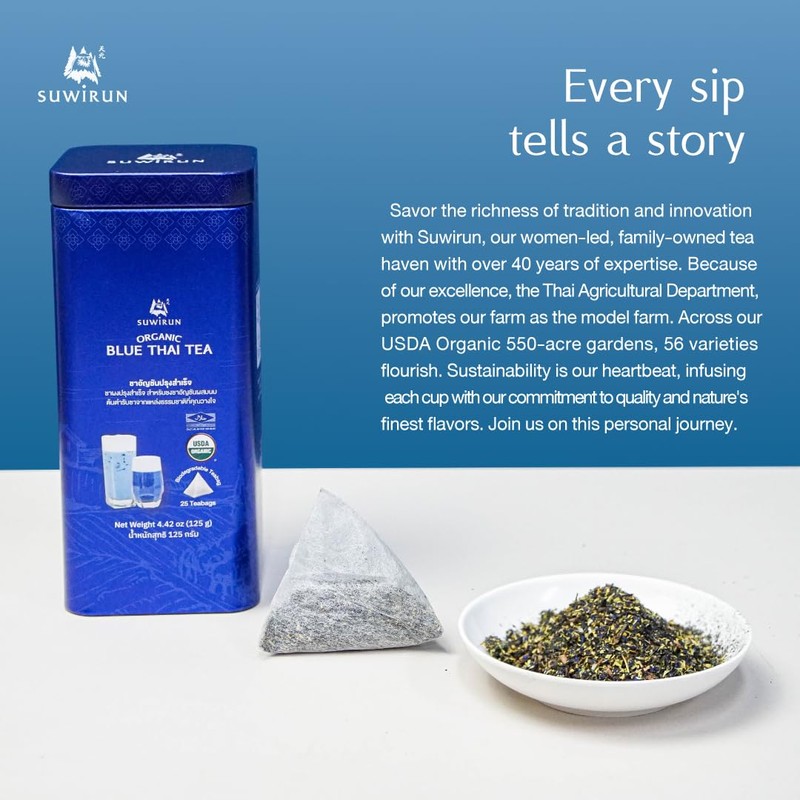 Suwirun Organic Blue Thai Tea 25 Bags – Naturally Blue