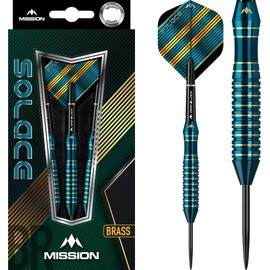 Mission Darts Solace |Professional Steel Tip Darts Set Including Brass Barrels, Points and Flights, M1, Dark Green