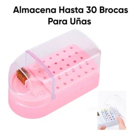 Estuche Para 30 Borcas Punta Drill De Uñas Cepillo Limpieza                                                                                           