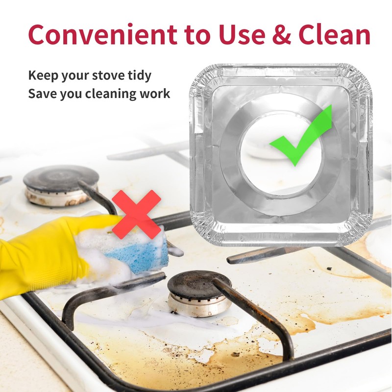 COZZIVITA Aluminum Gas Stove Burner Covers -Thicker Foil Square Burner