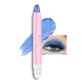 Kaely 1Pcs Royal Blue Shimmer Cream Eye Shadow Brightener Sticks for Eyes Waterproof Pigmented, Double Ended Cream Eyeshadow Stick Pencil Pen with Applicator, Eye Shadow Palette Highlighter Makeup 13