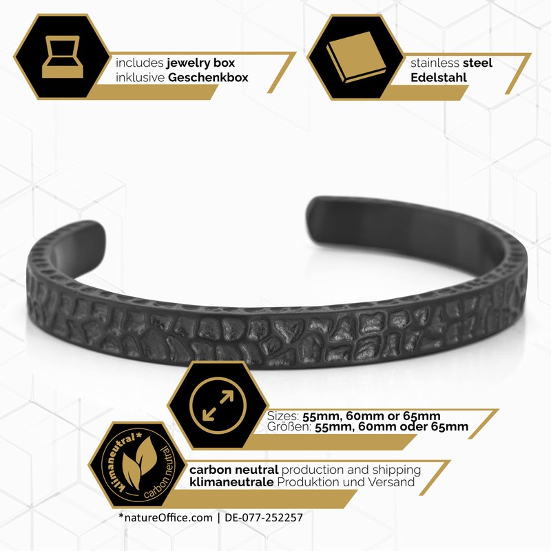 Akitsune Terra Bangle | Hammered Antique Bracelet Women Men Stainless