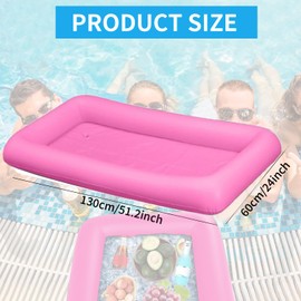 Bandeja de servicio para bufé de hielo, enfriador de bebidas con tapón de drenaje, barra de buffet inflable para fiestas y alimentos, 52 x 24 x 5 pulgadas (rosa)
