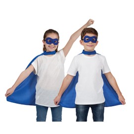 Wicked Costumes Kids Unisex Super Hero Cape & Mask Fancy Dress Costume - Blue (One Size 6-10 Years)